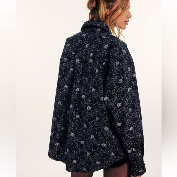 Free People Monogrammed Button-down Shirt Fortune Teller Combo NWOT - Picture 2 of 7